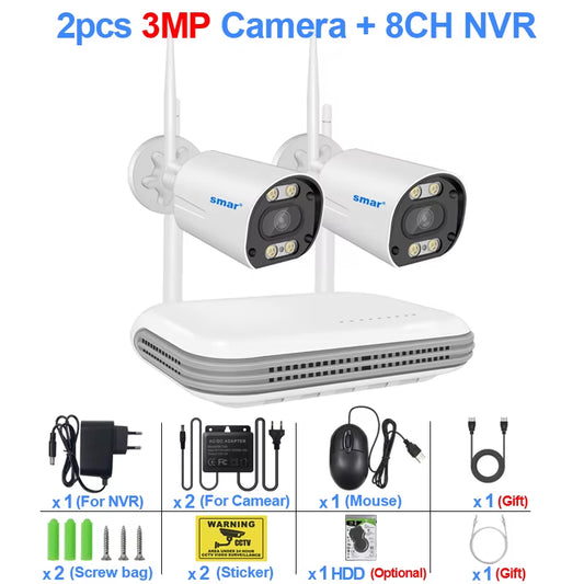 Wireless CCTV System Wifi Camera Kit 3MP/5MP HD Security Audio AI Face Detect IP 8CH NVR Video Surveillance Set ICSEE